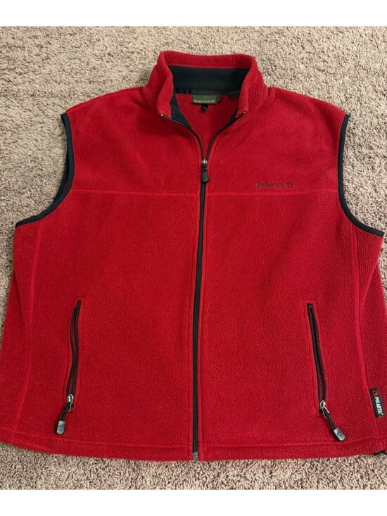 Timberland Other - Vintage Timberland Red Polartec Fleece Vest Size XXL